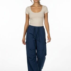 Mavi Wide Leg Women's M Blue Cargo Drawstring Waist and Ankle  Casual Pants